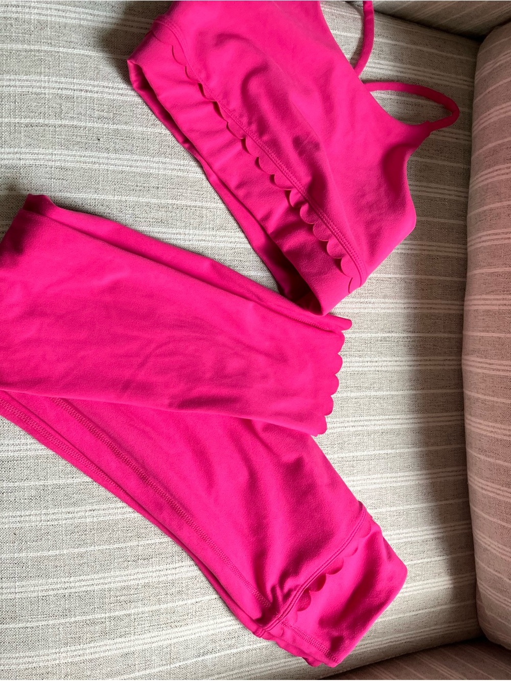 Zella Girl Hot Pink Scallop Trim Bikini Set